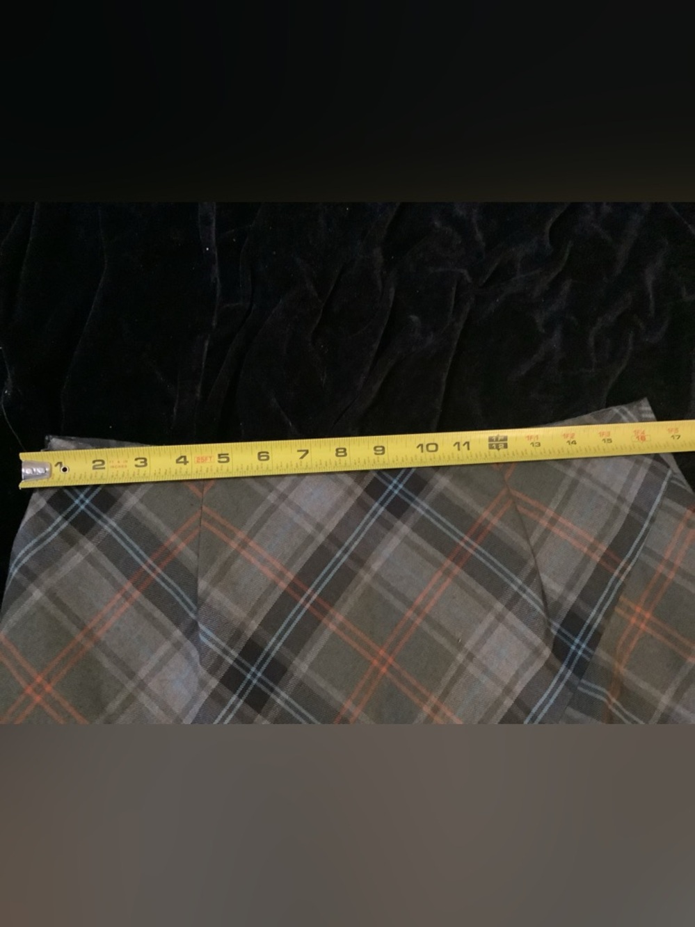 Jessica Olive Plaid Skirt with Orange & Blue Accents - Picture 8 of 10